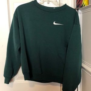 cropped green crew neck Nike sweatshirt